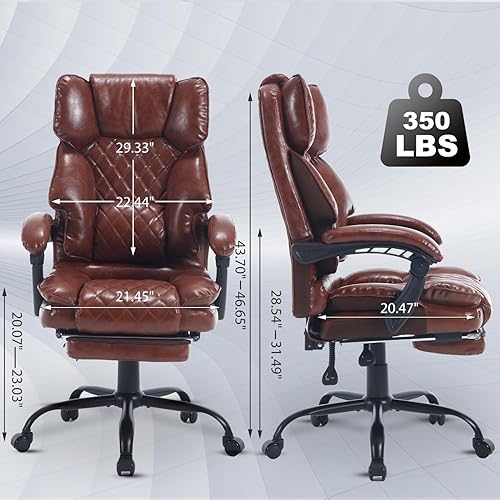 Miniatura 2 de Silla de oficina ejecutiva reclinable con reposapiés, sillas de escritorio de oficina reclinables ergonómicas con soporte lumbar, respaldo alto,