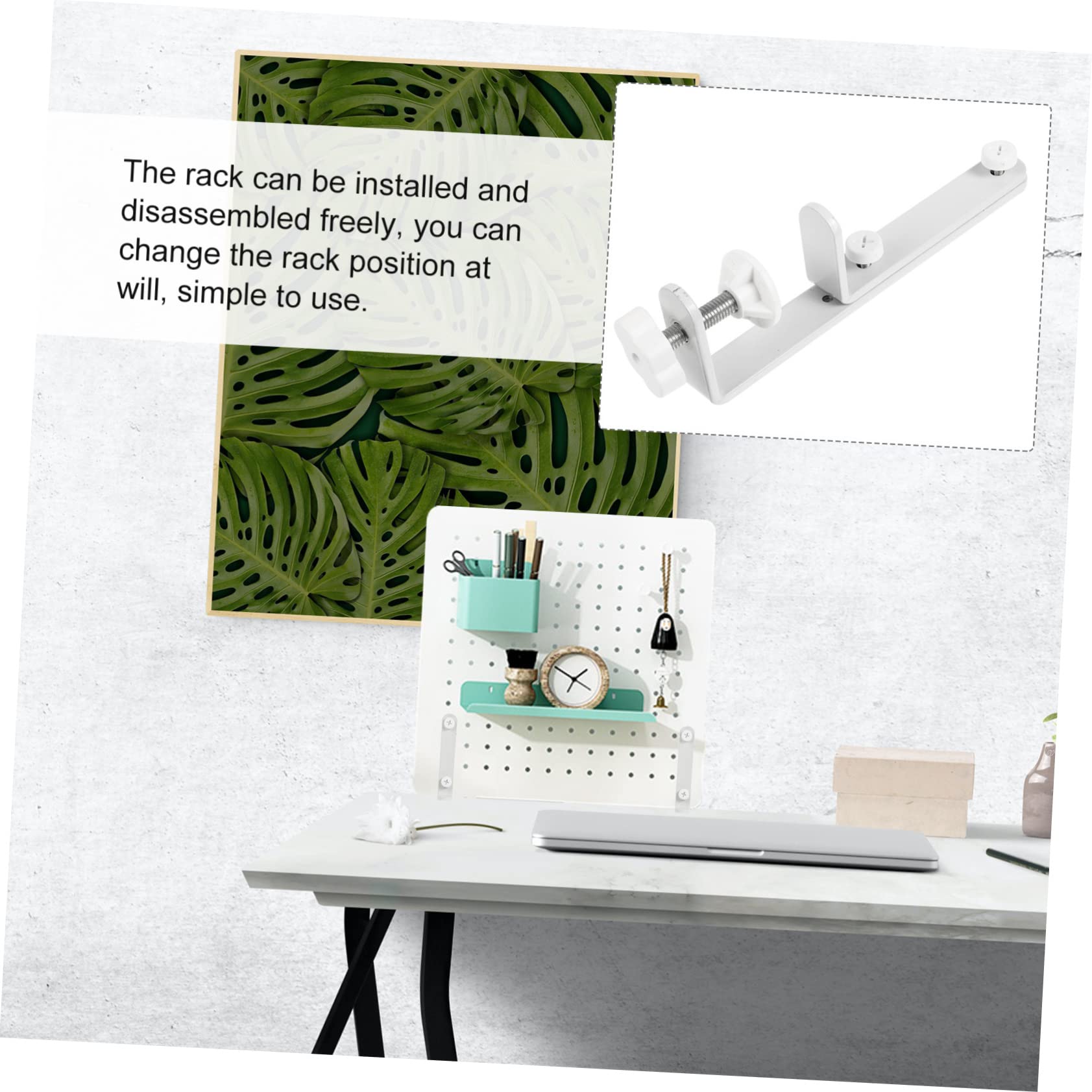 OUNONA Metal Paint Bracket Desk Clamp Iron Fixing Stands Home Hole Board Shelf Desk Rack