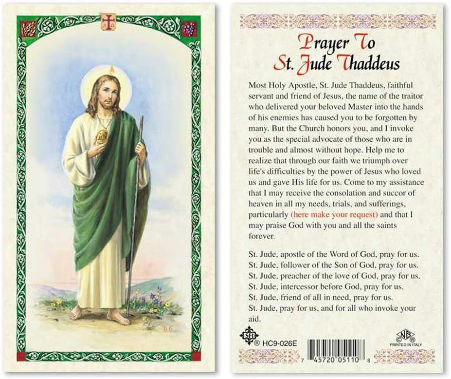 Gigi's Classy KidsSaint St. Jude Thaddeus Laminated Prayer Cards - Pack of 25-
