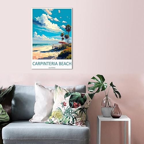 Miniatura 5 de Carpinteria Beach California - Póster de viaje vintage de paisaje de 08 x 12 pulgadas (7.9 x 11.8 in), lienzo artístico y lienzo para pared, póster