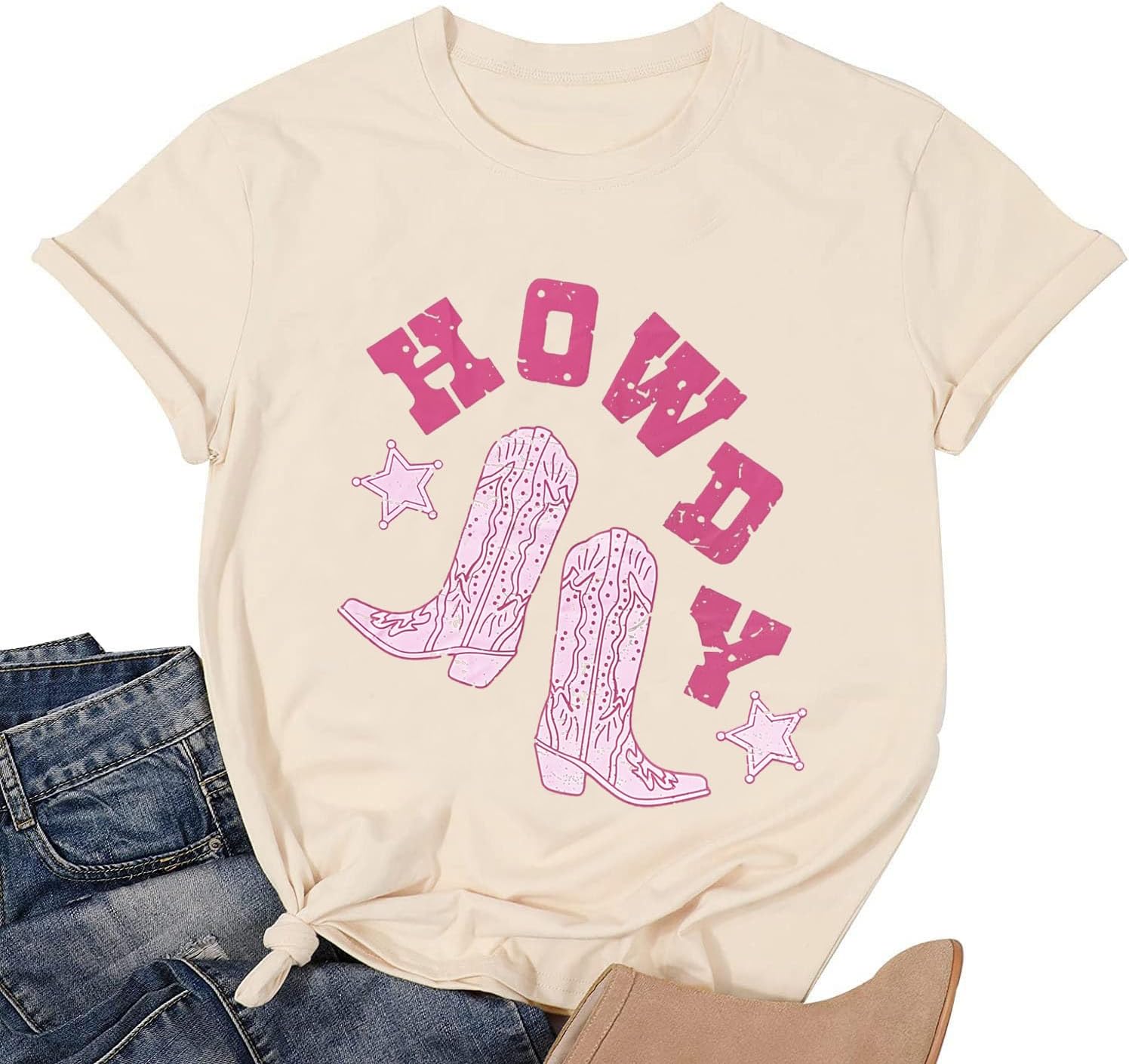 Howdy Shirt for Women Vintage Rodeo Cowgirl Graphic T-Shirt Western Country Concert Tee Tops