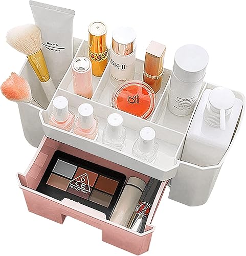 MUUBOOX Organizador de maquillaje para tocador con 1 cajón organizador de cosméticos de encimera de baño para lápiz labial pinceles lociones sombra