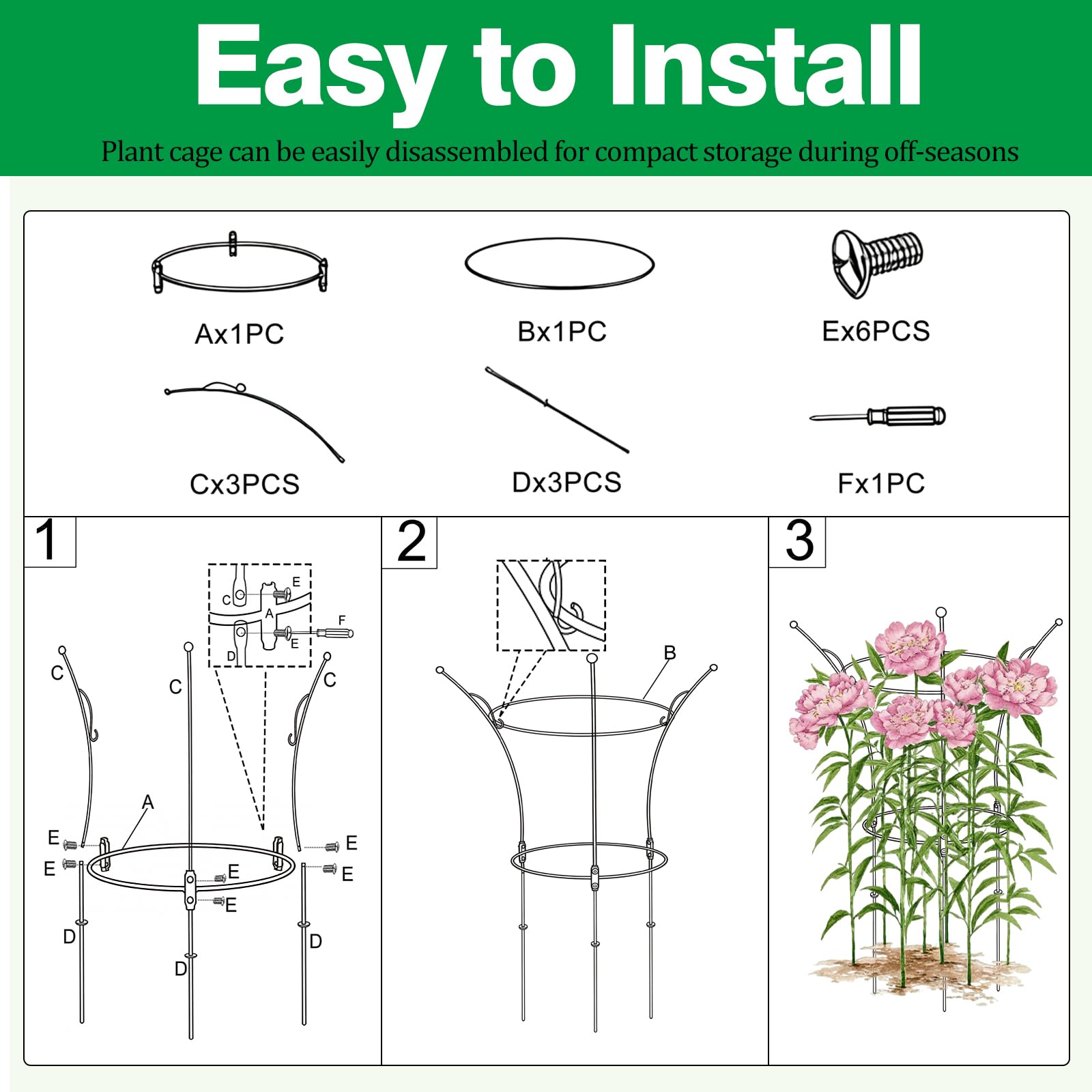 Peony Cages - Support Roses & Flowers -3 Peony Cages - Support Roses & Flowers -3