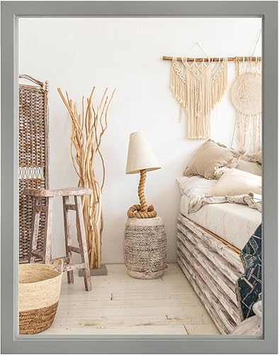 VASUHOME Espejo de madera rústica para pared, 20 x 28 pulgadas, espejo de decoración de granja hecho a mano, perfecto para baño, dormitorio,