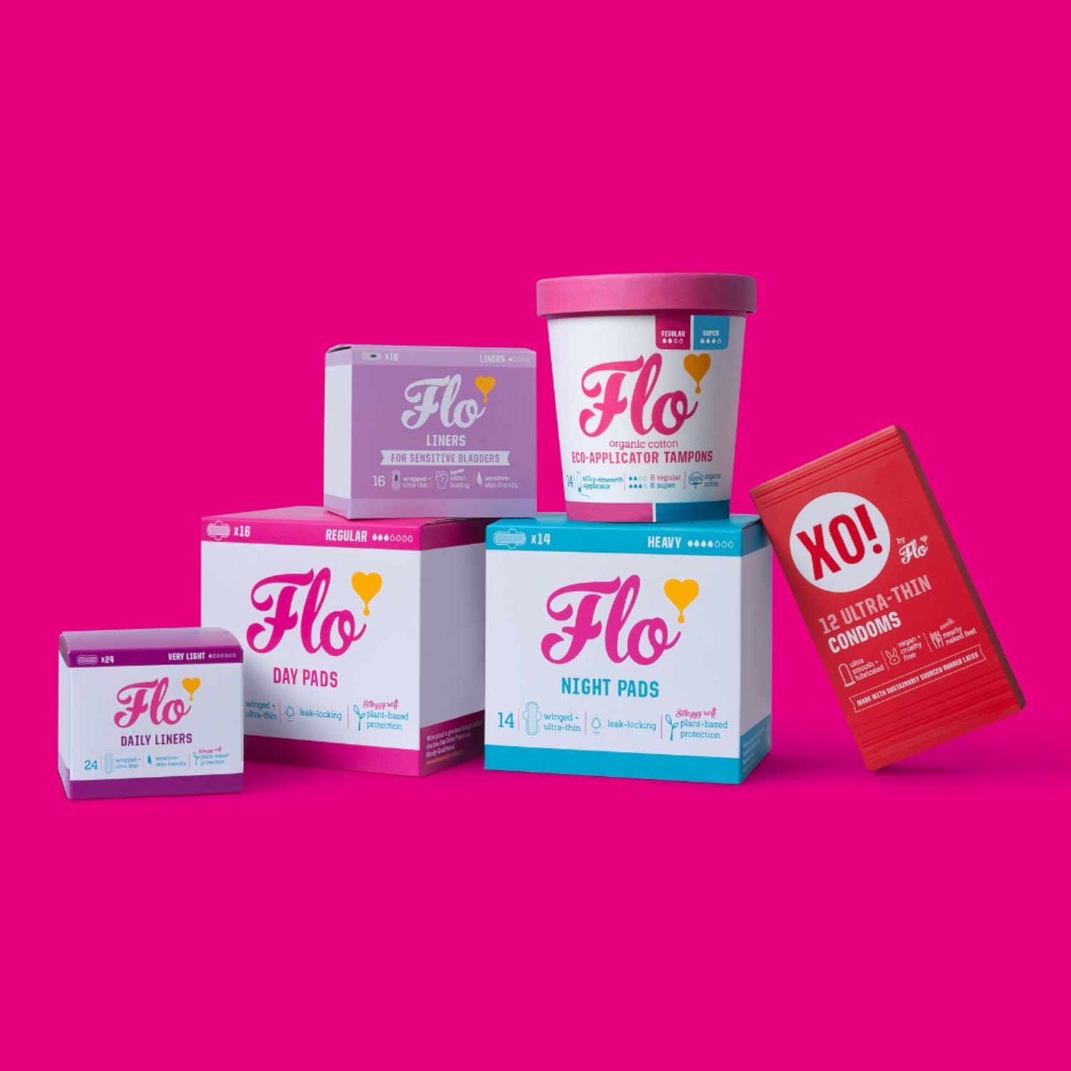 Flo - Extra Long Maternity Pads (30 Pack) - Super Soft + Breathable - 4 Wings - Heavy Flow - Organic Bamboo Period Pads for Women - Postpartum Essentials - Plant Based - Vegan & Cruelty Free