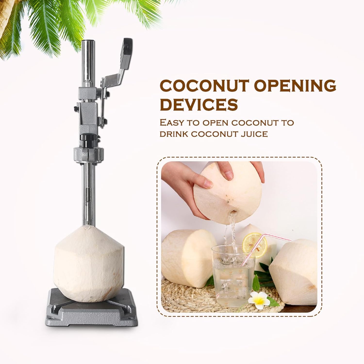Young Tender Coconut Hand Press Driller Opener, Manual Coconut Hole Opening Machine with Thicken Base, Easy Use and Saving Time and Effort, for Shops Supermarket and Fruit Markets