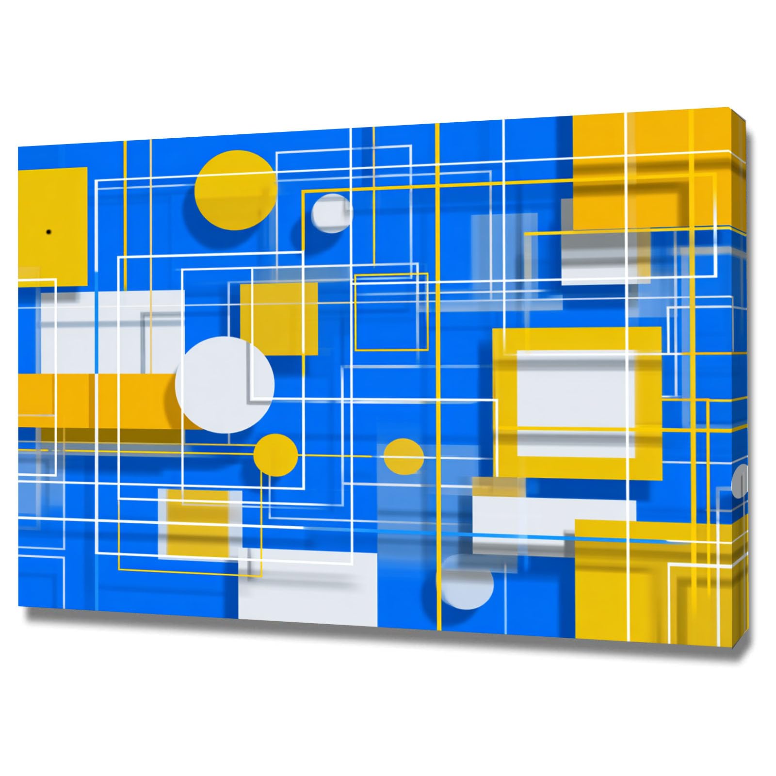 WUFIEA Pintura lienzo abstracta carteles e impresiones Red azul y dorada para decoración de sala de estar regalo（Azul-60x90cm Enmarcado