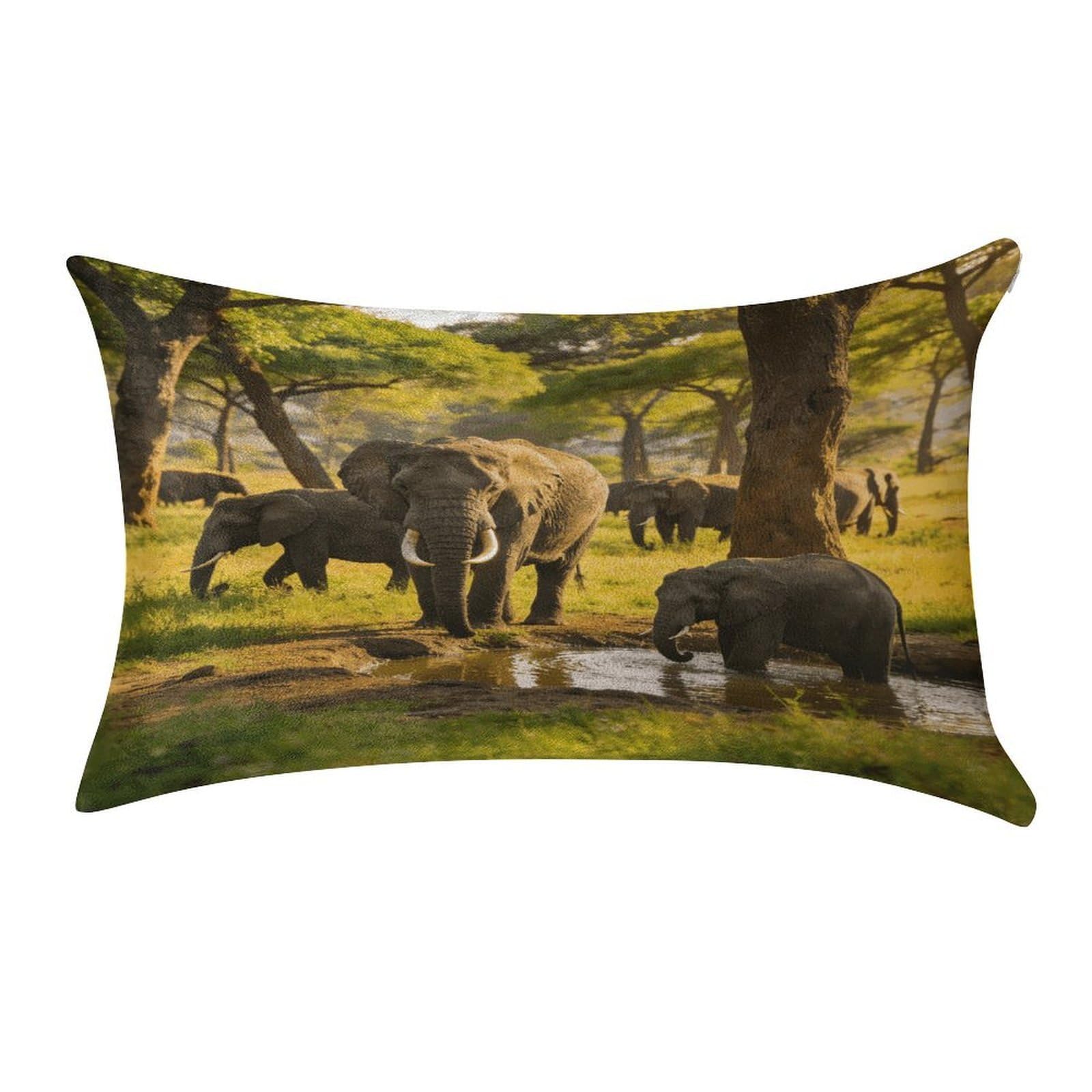 Fodpand Style Natural Trees And Elephants Pillowcase,Elegant Designed Home Decor,Velvet Pillowcase,Soft And Cozy,Pillow Case Cover With Hidden Zipper For Bedroom, Sofa, Couch