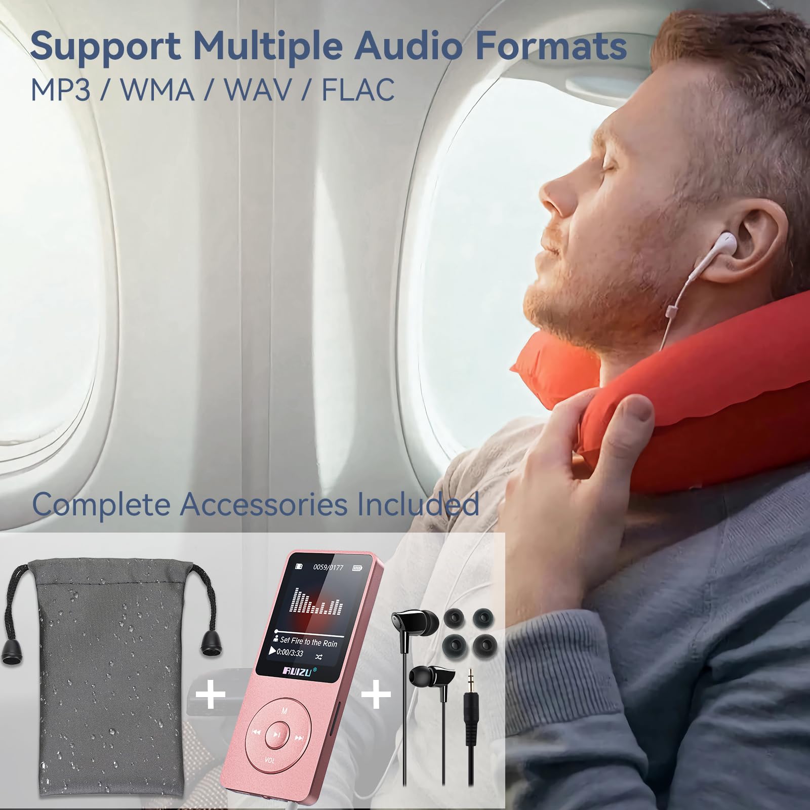 RUIZU Lettore MP3 64GB Bluetooth 5.3 Portatile con Tasti Fisici
