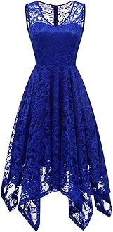 Meetjen Women's Cocktail Party Dresses 2025 Handkerchief Hem Lace Formal Wedding Guest Bridesmaid Fancy Prom Dress