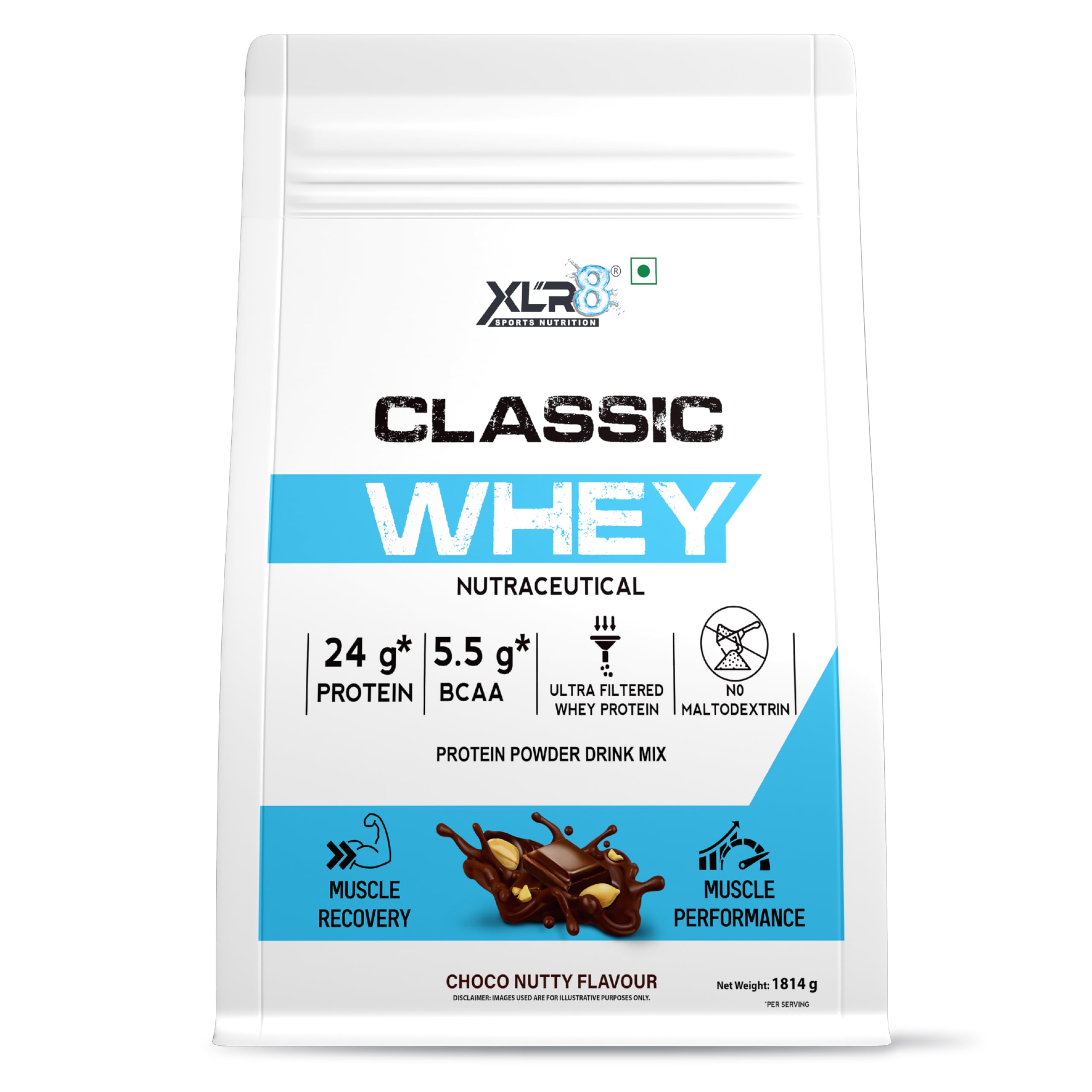 XLR8 Classic Whey Protein Powder, 24 g Protein, 5.5 BCAA, No Maltodextrin (1814 g (Pack of 1), Choco Nutty)-image-17