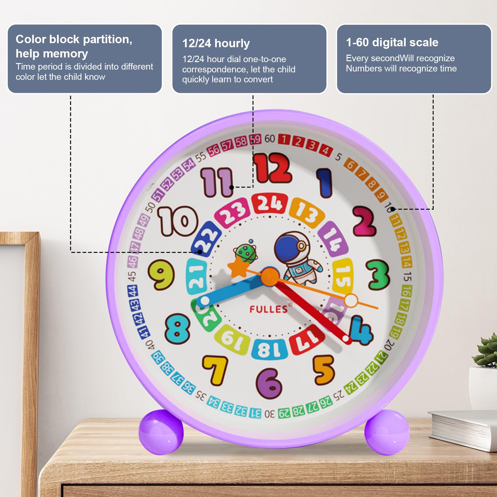 GDWD Children's Alarm Clock for Boys and Girls Children's Alarm Clock Digital No Ticking, Learning Alarm Clock - Image 4
