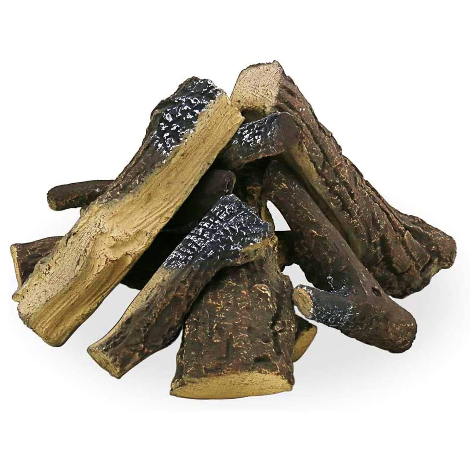 Utheer 10-Piece Ceramic Gas Fireplace Logs for Indoor and Outdoor