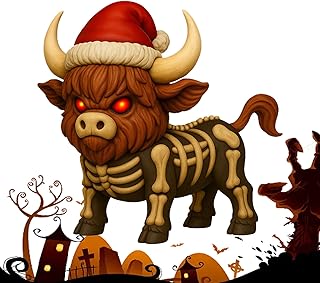 Davivian Highland Cow Figurine - Autumn Highland Cow Statue Halloween Decoration | Scary Home Accessories for Living Room Driveway Apartment Cemetery Front Door Entrance Area Patio