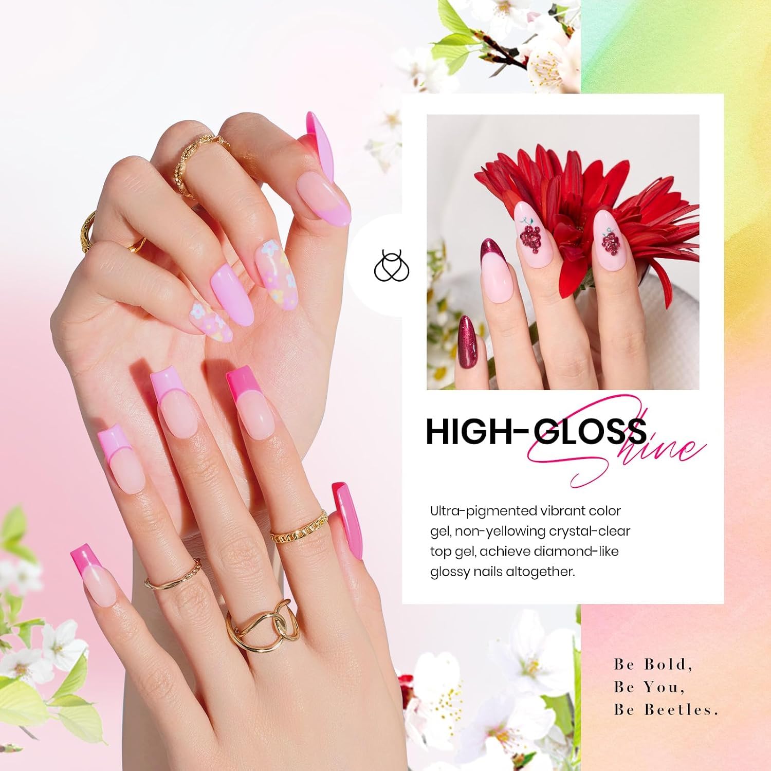 Beetles 36 Farben Gel Nail Polish mit Basis mattes und glänzendes Top Coat