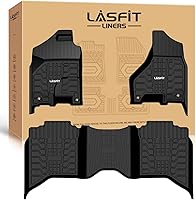 LASFIT Custom Fit TPE Floor Mats for 2013-2024 Dodge Ram 1500/2500/3500 Crew Cab - All-Weather Liners, 1st & 2nd Row Black