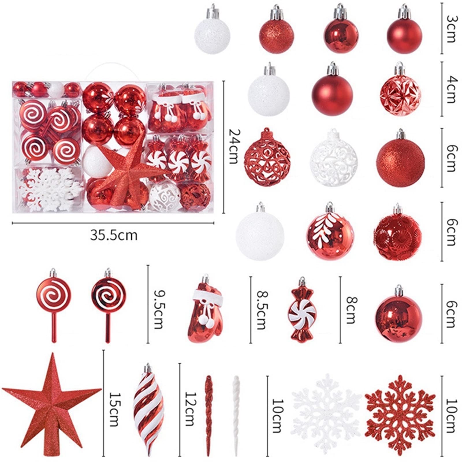 INEOUT 13 0pcs Adorno de Navidad Bola árbol de Navidad electroplacante Bola de plástico Adornado Pintado de árboles de árbol Bola de Estrella (Color : BlueWhite)