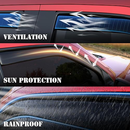 Miniatura 6 de KitsPro Deflector de ventana en canal para Ford F-250 F-350 Super Duty SuperCrew 2017-2023, Ford F-150 2015-2020, deflectores de ventilación de humo