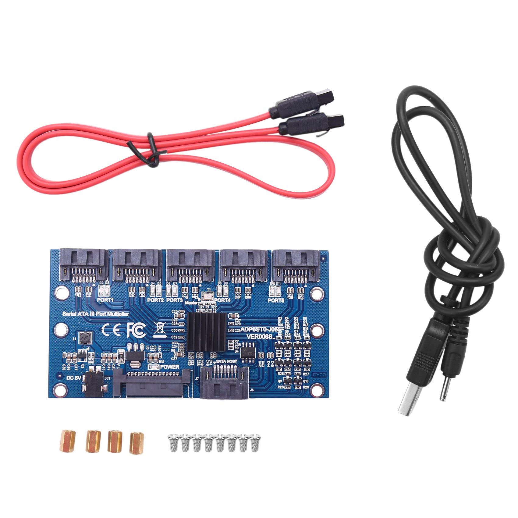 Tarjeta Controlador Tarjeta Madre Tarjeta De ExpansiÓN 1 A 5 Puertos Sata3.0 6 Gbps Multiplicador Adaptador De Tarjeta Vertical De Puerto para Computadora