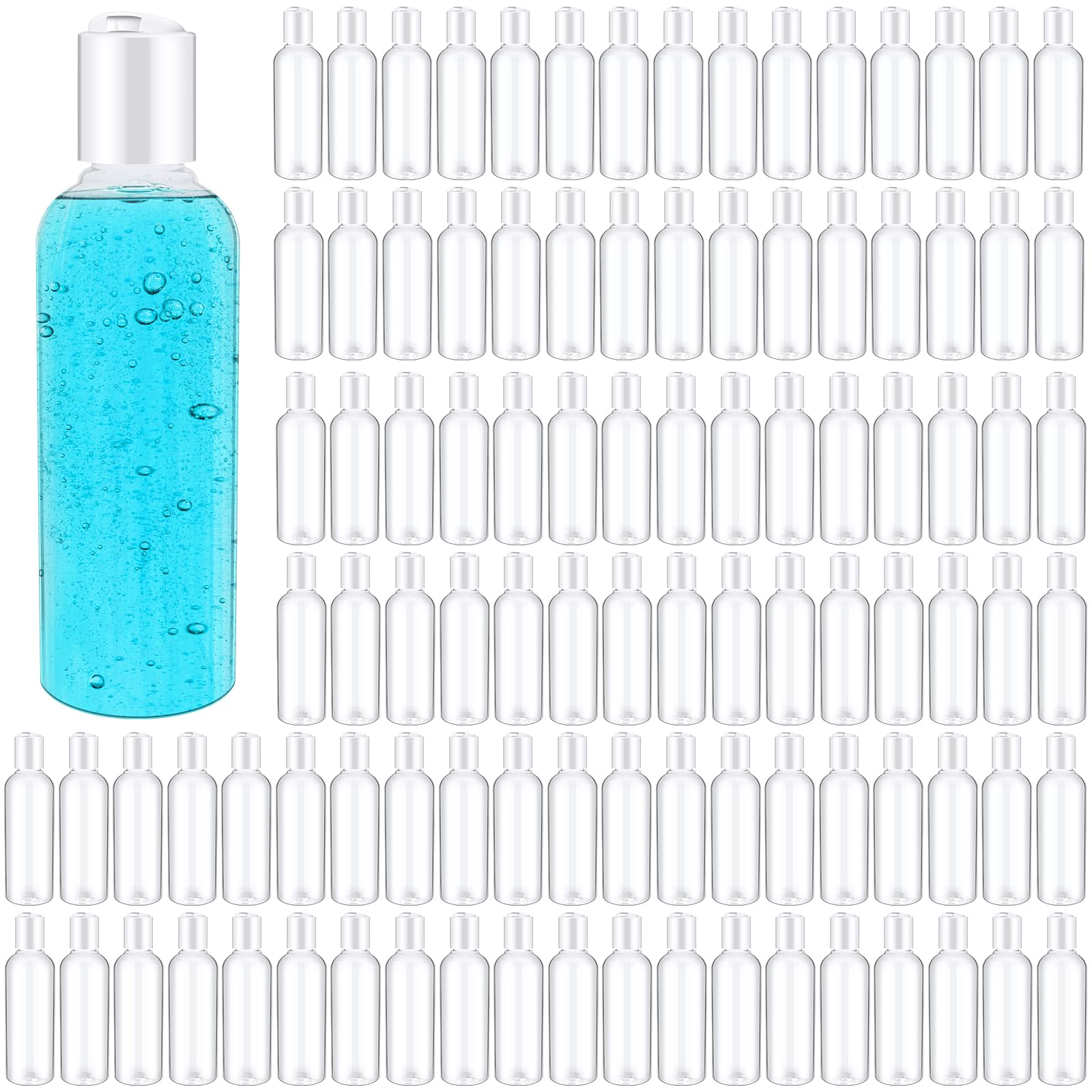 Roshtia 100 Pcs 3.4 oz Travel Bottles for Toiletries Clear Plastic Travel Size Containers Leak Proof Empty Refillable Liquid Containers Squeezable for