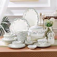 Conjunto de louça da China, conjunto de louça de jantar, conjunto de jantar de 48 peças Bone China adequado para presentes de inauguração de casa e presentes de casamento - Conjuntos de pratos e tigelas de cerâmica de estilo luxuoso claro, jantar