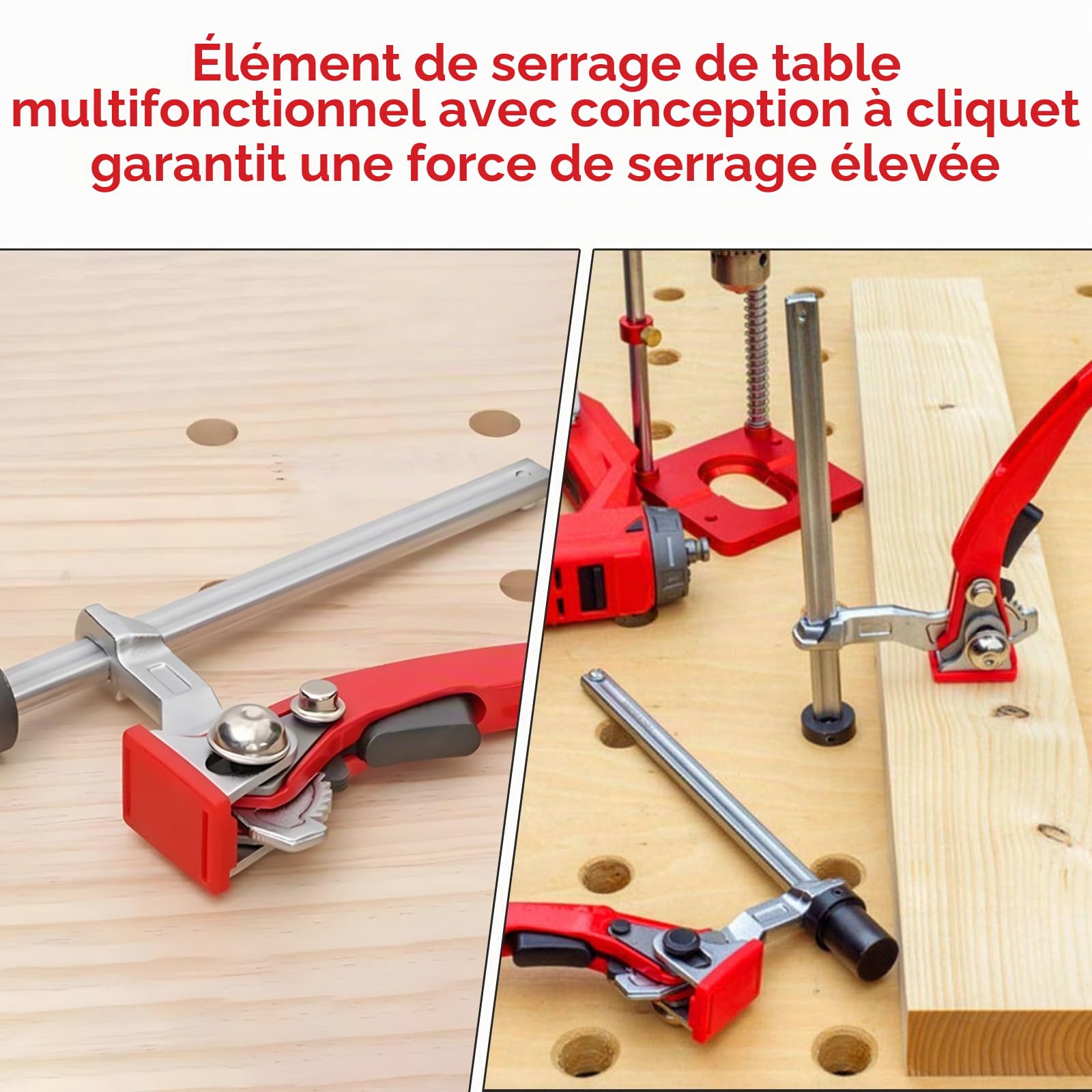 2 Pièces Élément de Serrage à Levier ø20 pour Tables Multifonctions, Serrage Rapide, Plage de Serrage 160x60mm