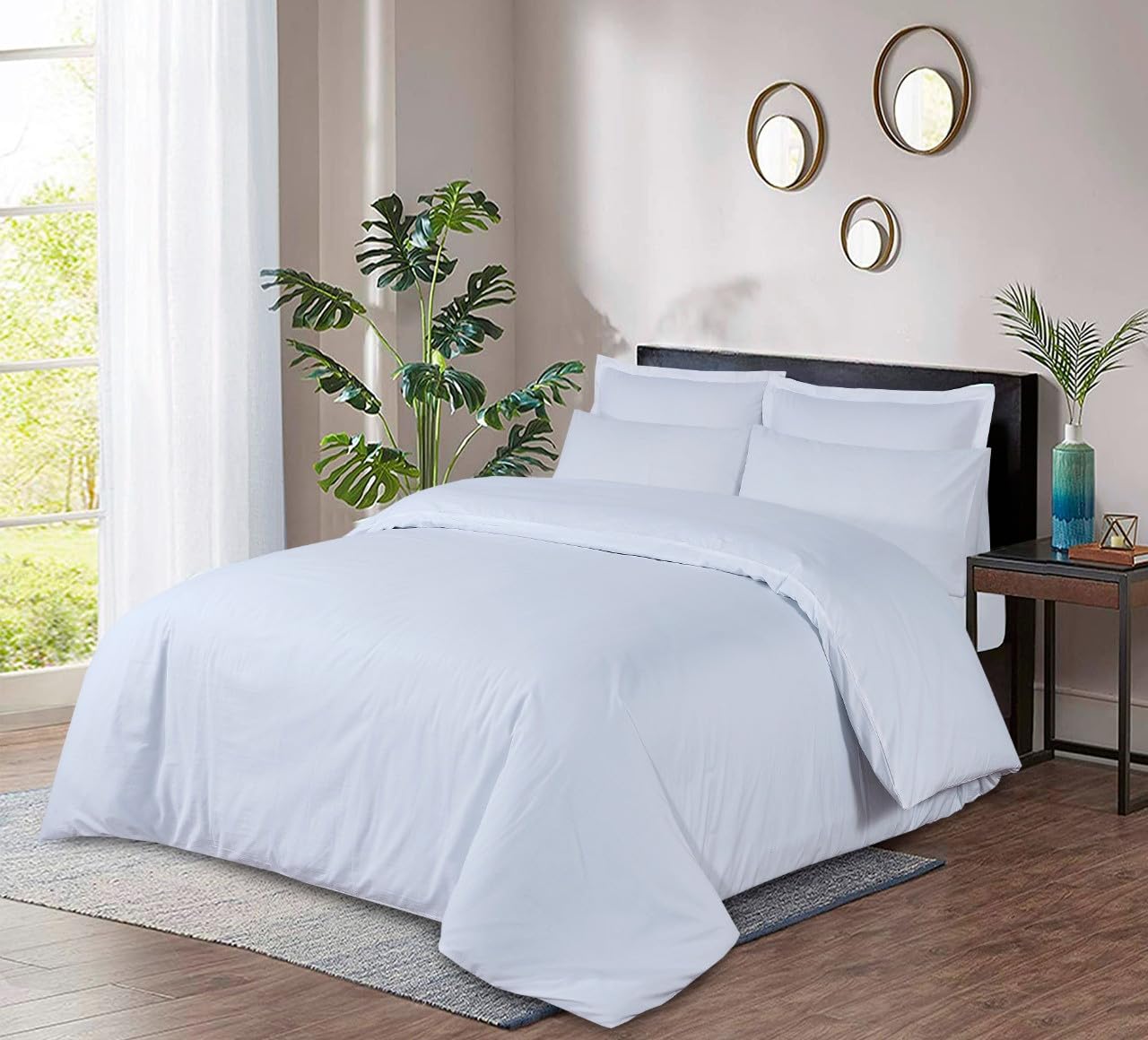 DTEX HOMES 400 Thread Count Duvet Quilt Cover Set With Pillow Cases 100% Egyptian Cotton Sateen Bed Set King