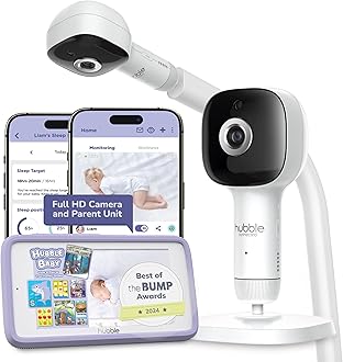 HUBBLE CONNECTED SkyVision AI Pro Baby Monitor — Baby Camera Monitor w/Covered Face, Rollover & True Cry Detection, Sleep Trainer, Soother & More — w/Touch Screen HD Parent Unit, Crib Mount System
