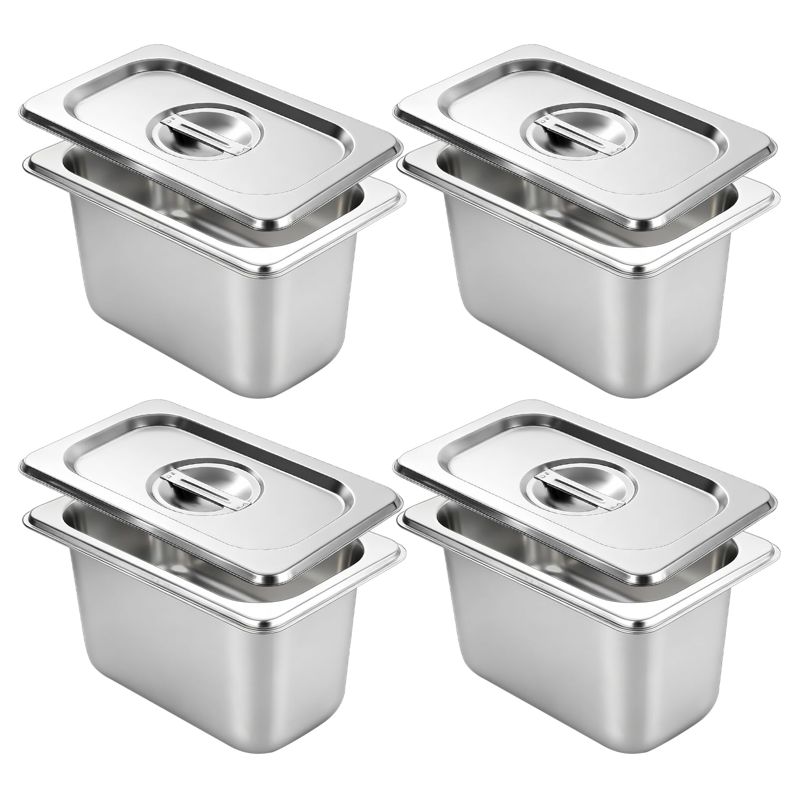 YAYODS Gastronorm - Pentola con coperchio, 8 pezzi, 1/9, in acciaio inox 201