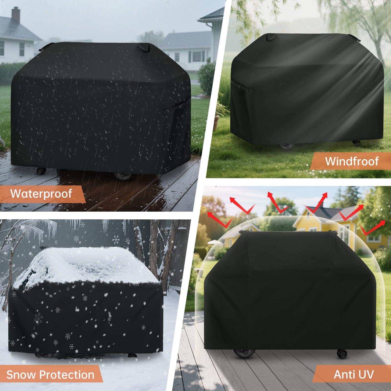 Funda para parrilla de 55 pulgadas, se adapta a parrillas Weber Charbroil Nexgrill Kenmore y más, cubierta impermeable y duradera para barbacoa, resistente a los rayos UV, cubierta de parrilla al aire