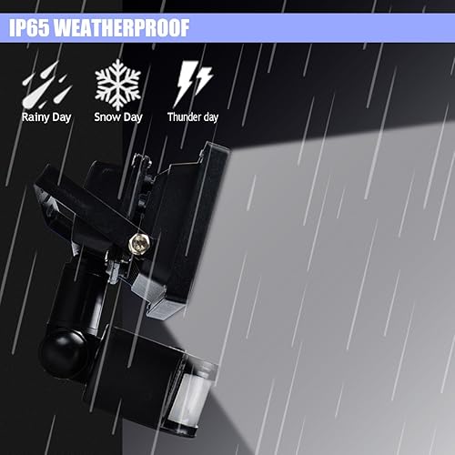Miniatura 3 de GLW Luz de inundación LED con sensor de movimiento de 12 V CC, mini IP65 impermeable para exteriores, 900 lúmenes, 6000 K, luz de seguridad blanca