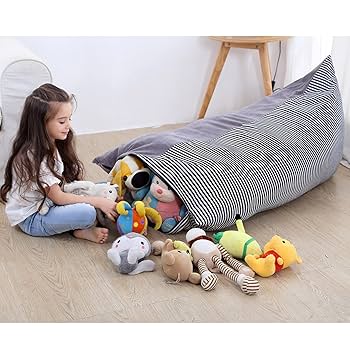 Pouf De Rangement Pour Peluches - Housse Sans Rembourrage, 65x95x55cm, Polyester