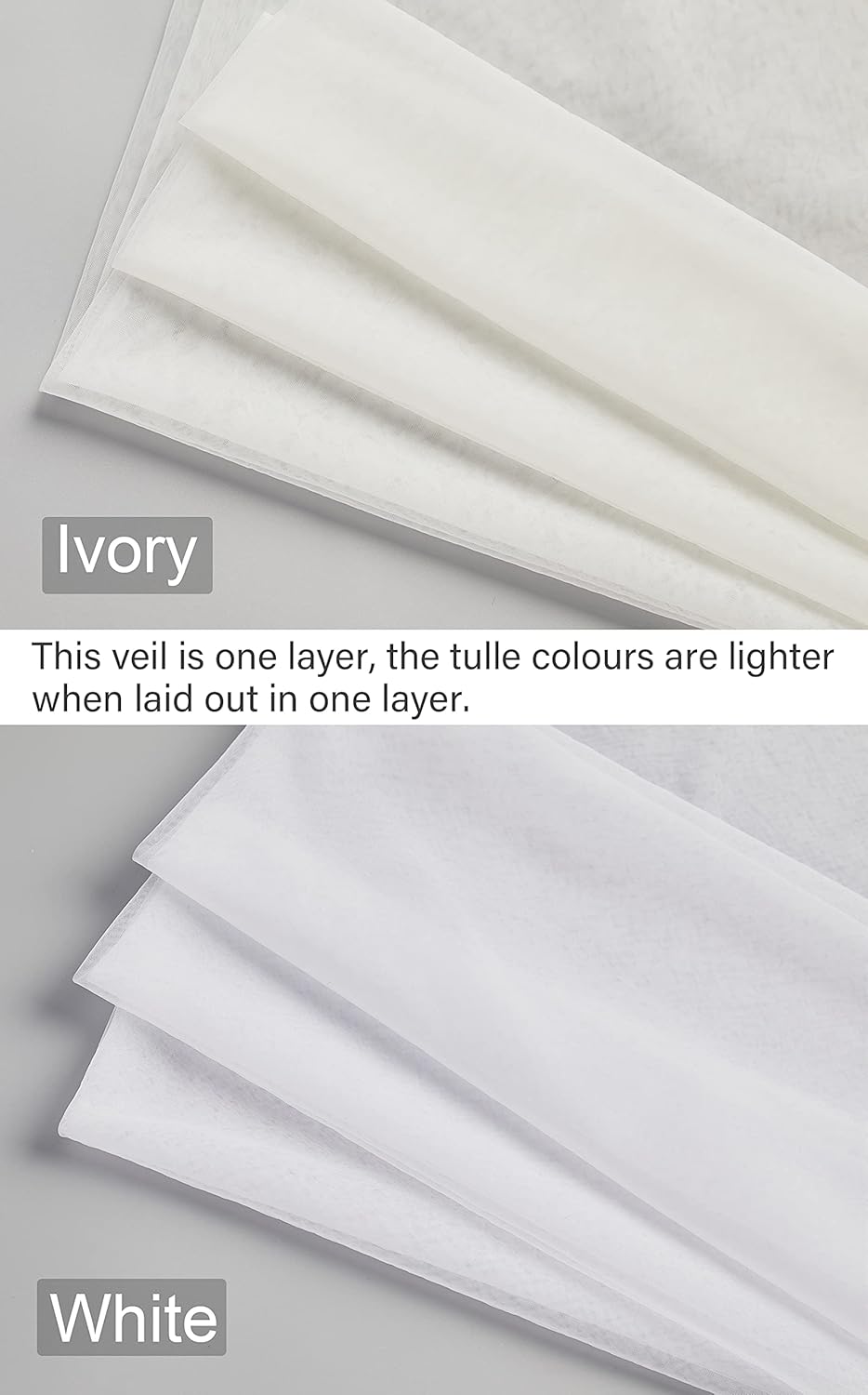 Vista 7 de Velo de novia con peine de 1 nivel de encaje aplique borde de los dedos Longitud 41" V85 blanco marfil