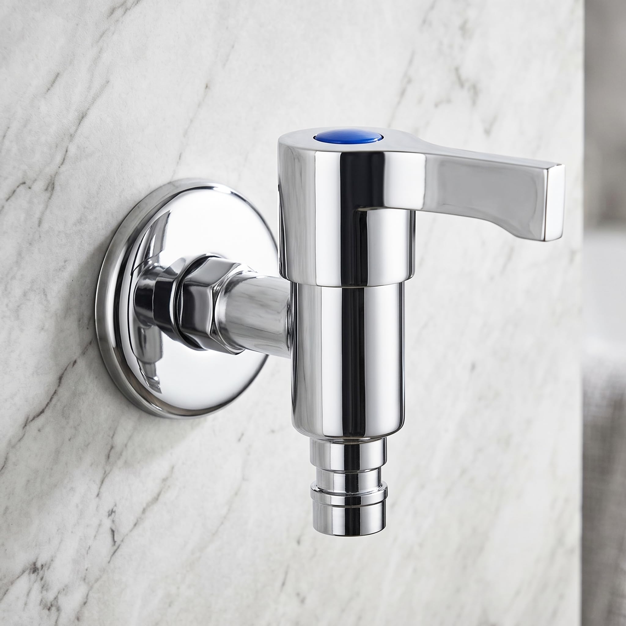 Washing Machine Tap | Wall Mounted Zinc Water Fitting | Small Nozzle Bib Cock for Washing Machine, Bathroom & Garden | Ergonomic Handle, Chrome Finish