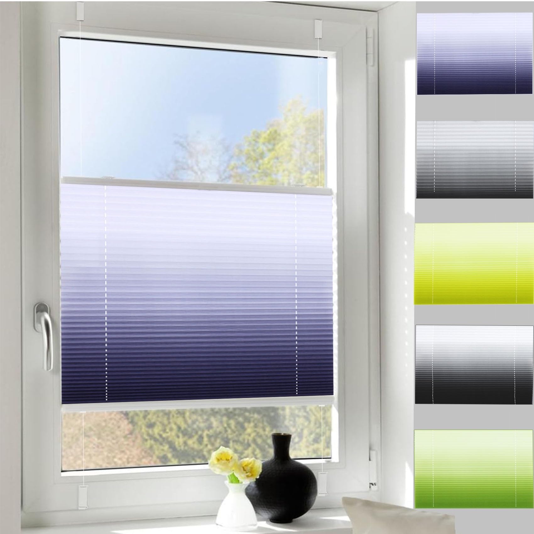 Stick on Blinds for Windows, 40 x 100 cm Light Filtering Privacy Protection, Blinds Pleated Temporary Shades with Clips Privacy Protection for Window Privacy Protection, Purple — image 1
