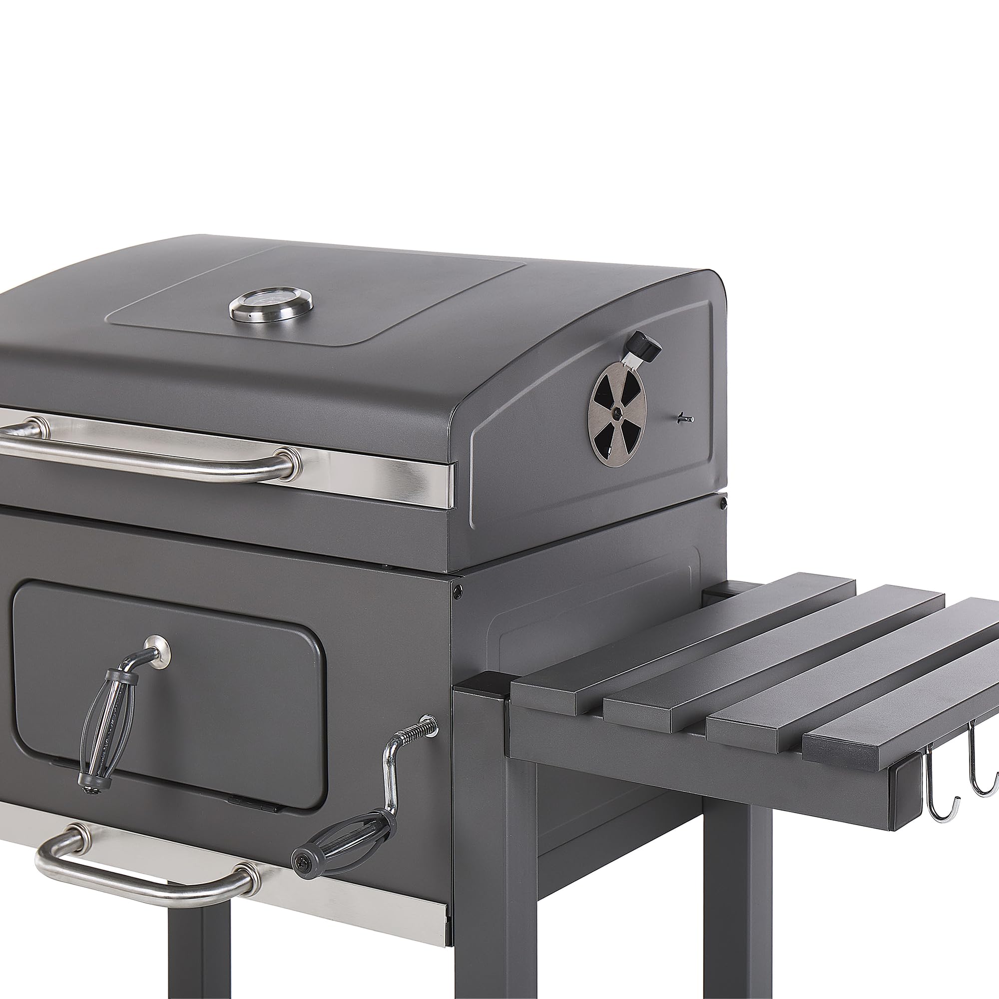 Ogrodowy grill węglowy na kółkach stal nierdzewna podwójny ruszt półki Pavlof