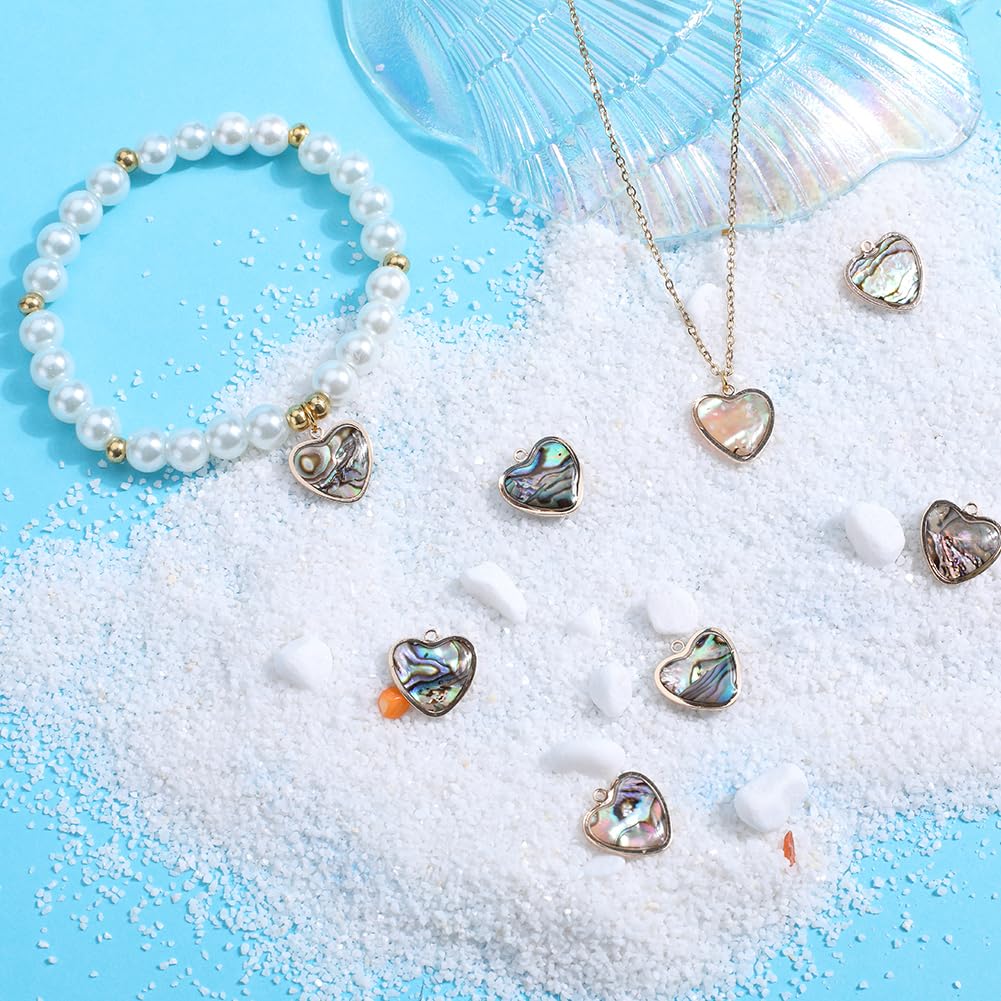 SUNNYCLUE 1 Box 10Pcs Abalone Shell Charms Heart Charms Bulk 14k Gold Plated Brass Imitation Abalones Rainbow Sea Shells Love Enamel Charm for jewellery Making Charm Women DIY Necklaces Earrings - Image 4