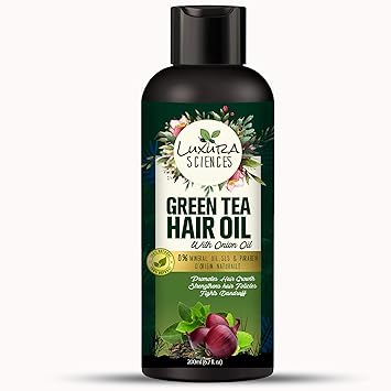 Luxura Sciences Green Tea Hair Oil with Onion Oil 200ml for Hair Improvement.