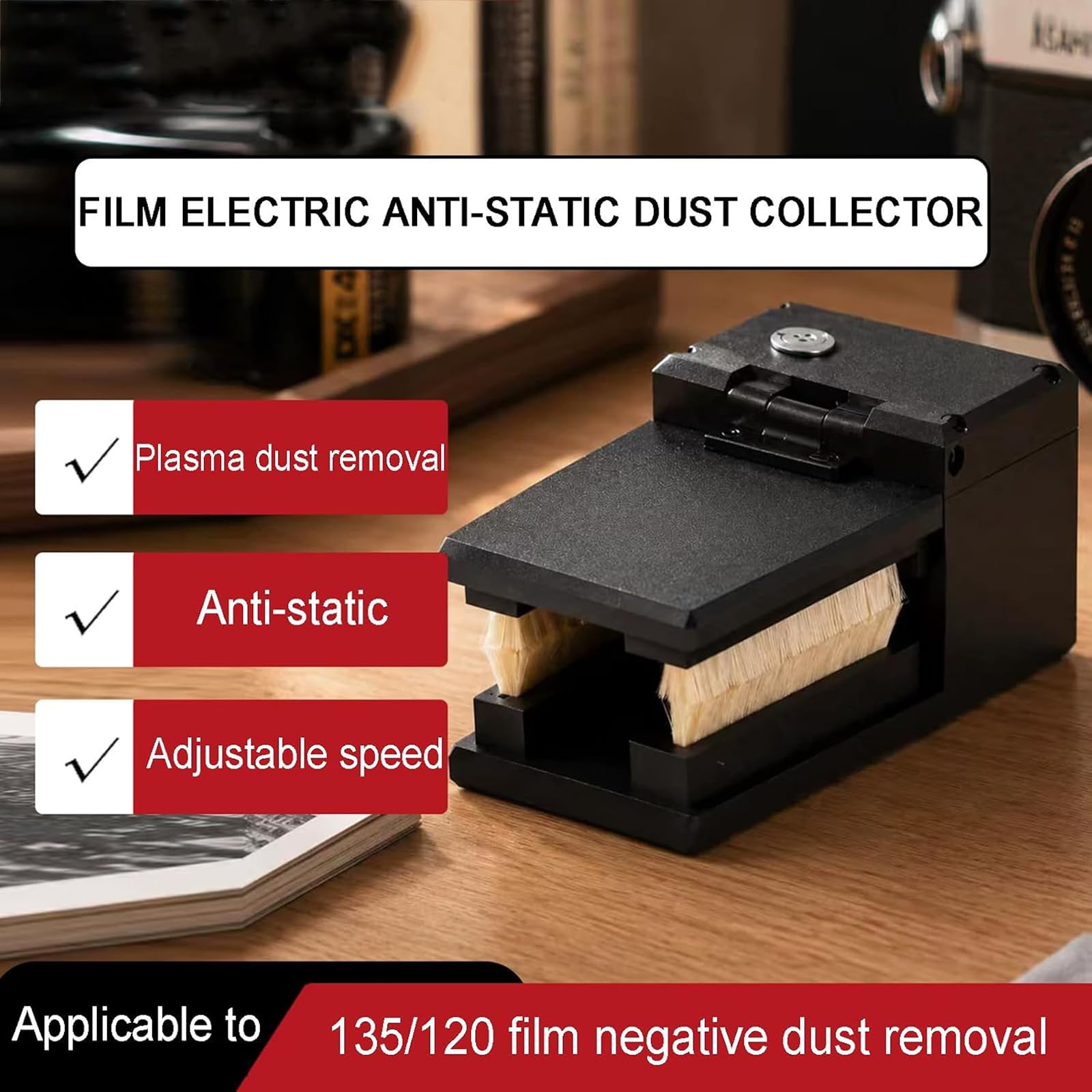 Dispositivo Eléctrico Antiestático Para Eliminar El Polvo De Películas, Equipo De Limpieza Para Cuarto Oscuro, Control De Presión Ajustable Y Emisor De Plasma; Para Películas De Formato 135/120