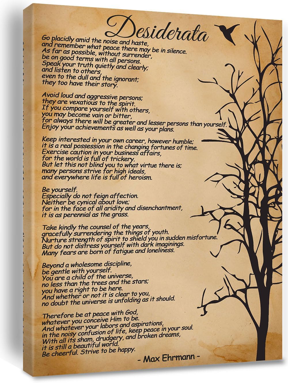 Desiderata Quotes Print Poem Inspirational Office Wall Art Posters Wall Decor Canvas Prints Modern Painting For Home Living Room Poetry Artwork Framed 16 * 24 inch