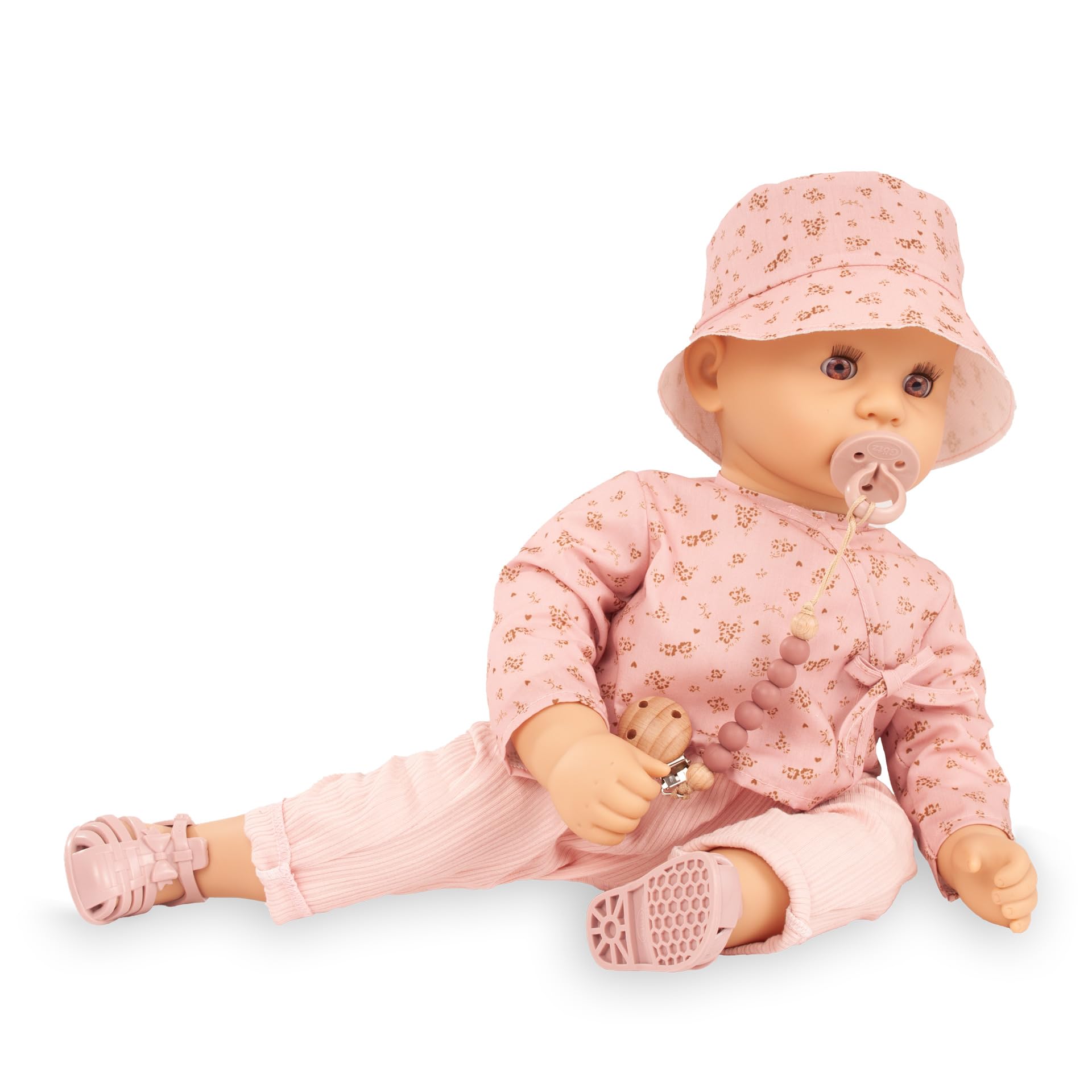 Götz 2661057 Cookie Millefleur poupée 48 cm poupée bébé Yeux Bruns dormeurs | 9 pièces, sans cheveux, corps souple, dès 3 ans, lavable, avec tétine, attache-tétine et couche