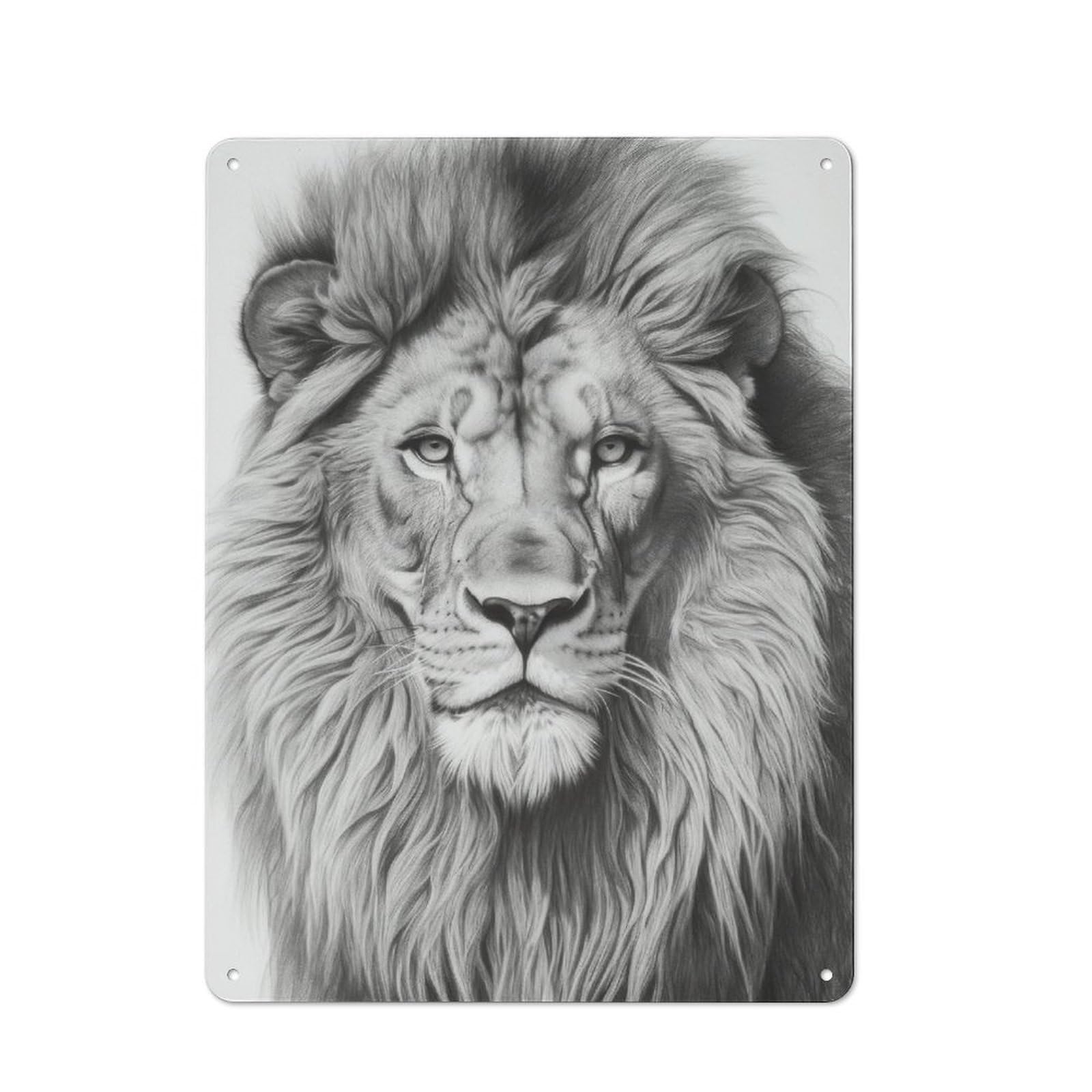Junmoney Lion Artwork Urban Metal Wall Decor 40X30cm, Metal Wall Art Sign For Loft, Studio, Office Or Creative Room
