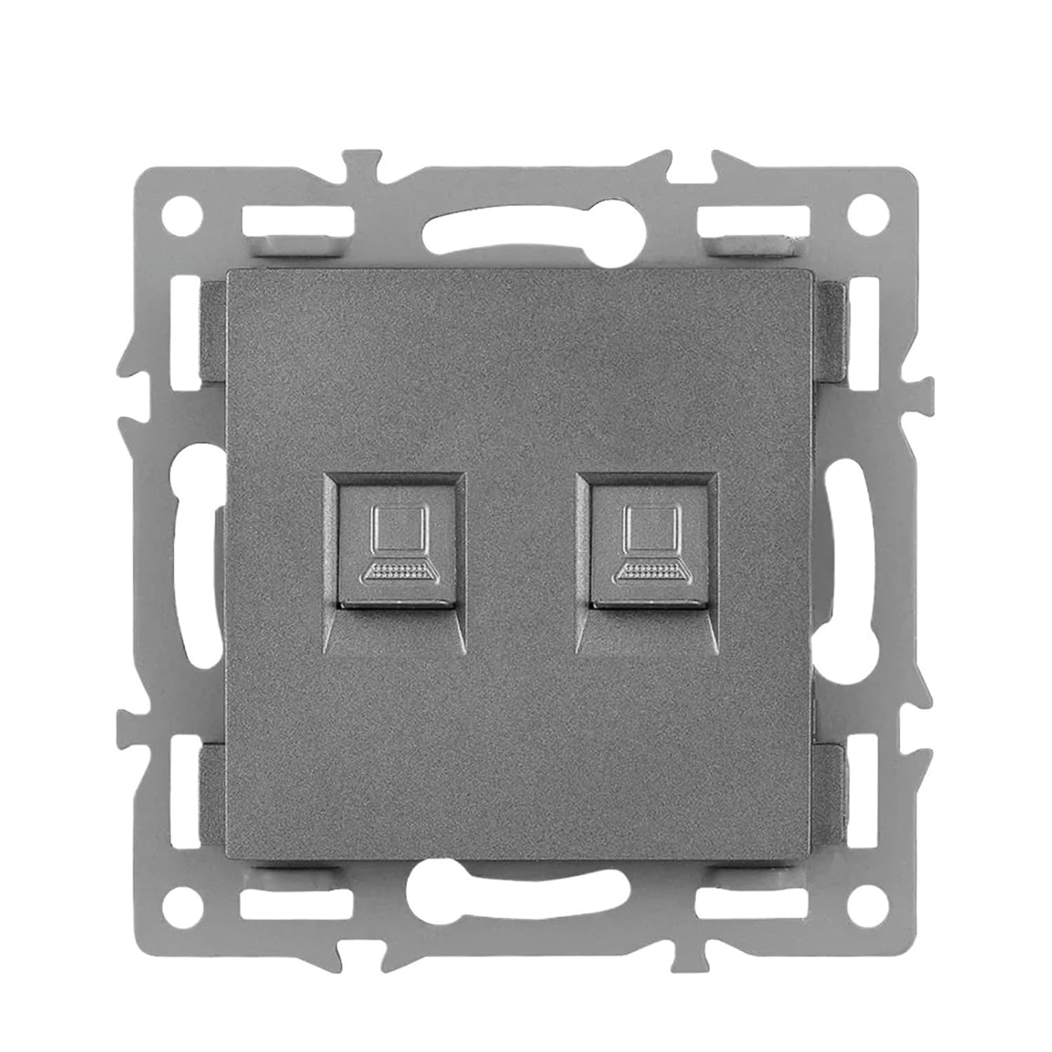 F6 Multiple Frames Gray Tempered Glass Panel,Light Switch UN EU French wall Socket dimmer Fan Foot lamp Rj45 Module DIY(EU)
