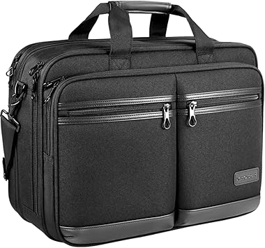 KROSER Laptop Bag Stylish Laptop Briefcase Fits Up to 17.3 Inch Expandable Water-Repellent Shoulder Messenger Bag Computer Bag with RFID Pockets for Business/Travel/College/Men/Women-Black