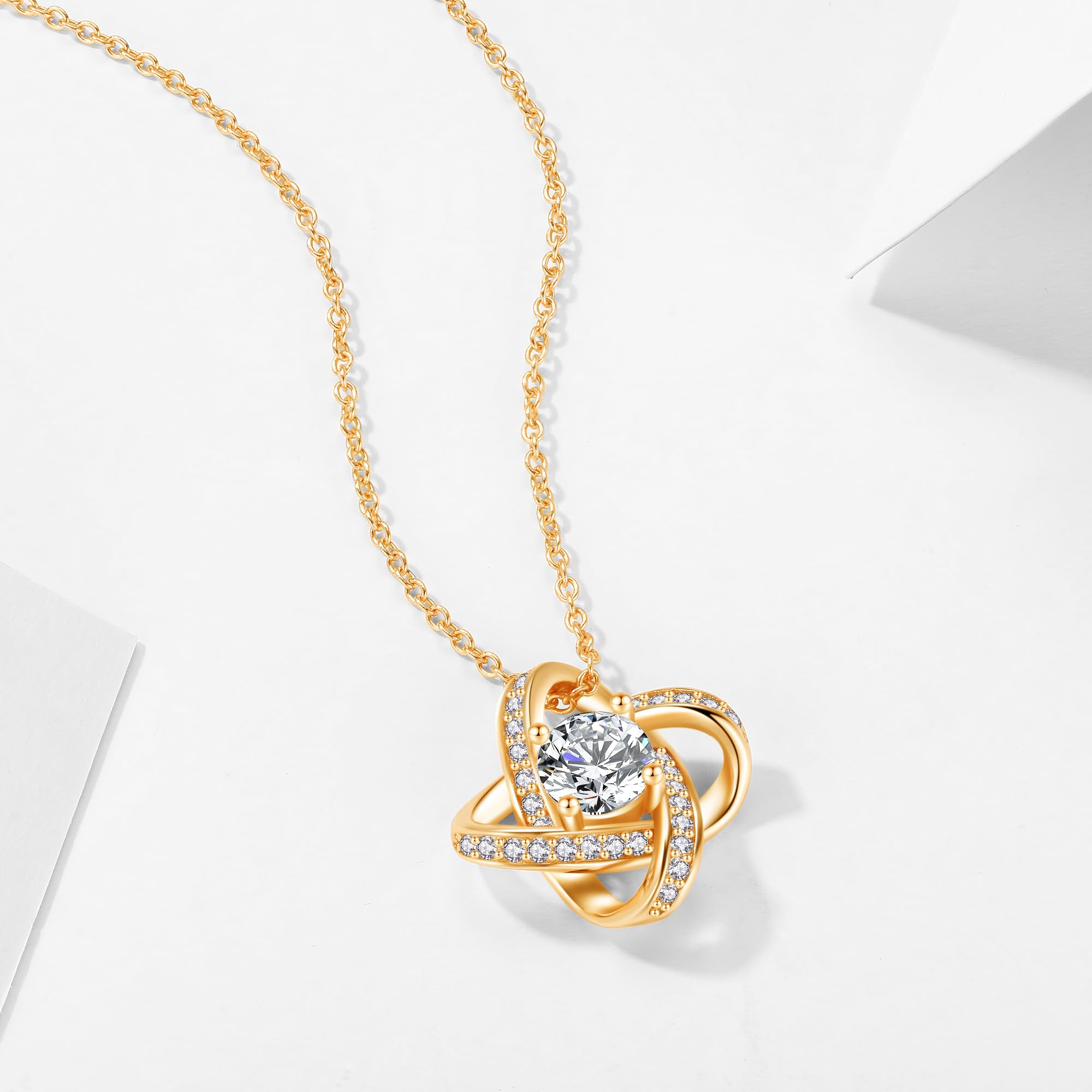 Jrêveinfini Halskette Damen 925 Silber mit Anhänger, Ewiger Knoten Schmuck für Frauen mit Geschenkbox, Geschenk zu Weihnachten, Valentinstag, Muttertag & Geburtstag