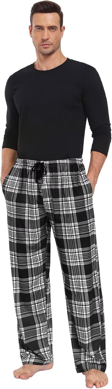SWOMOG Mens Pajama Pants Soft Sleepwear Pant Lounge Pj Bottoms with Drawstring & Button Fly & Pockets - Image 5