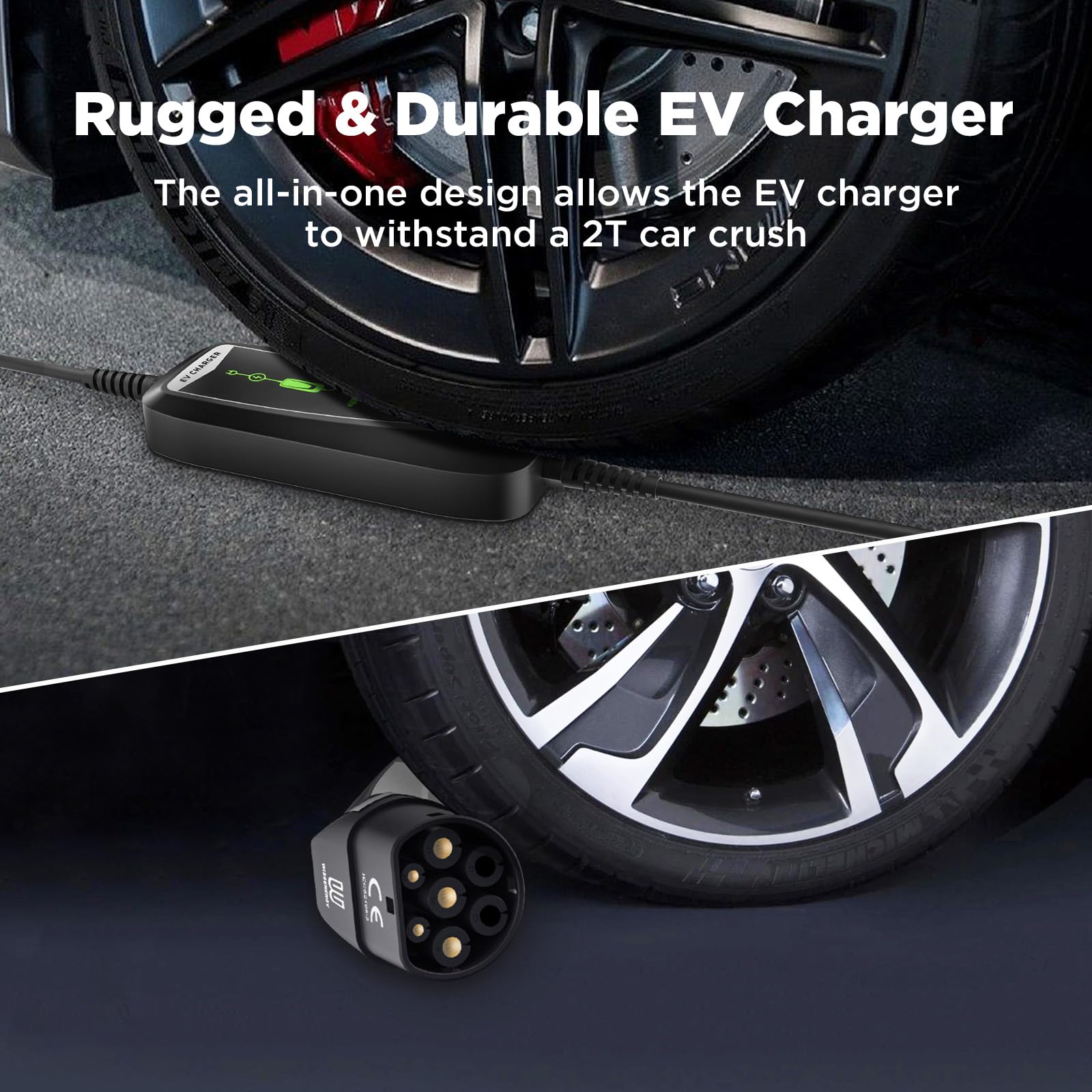 Cavo di Ricarica Portatile Tipo 2 con Spina Schuko, [ 3,68kW | 10A | 13A | 16A | 6M ] Caricatore Auto Elettrica, Wallbox Mobile Impermeabile IP66 con Model Y/3, 500e, e-208 e Altri EV/PHEV