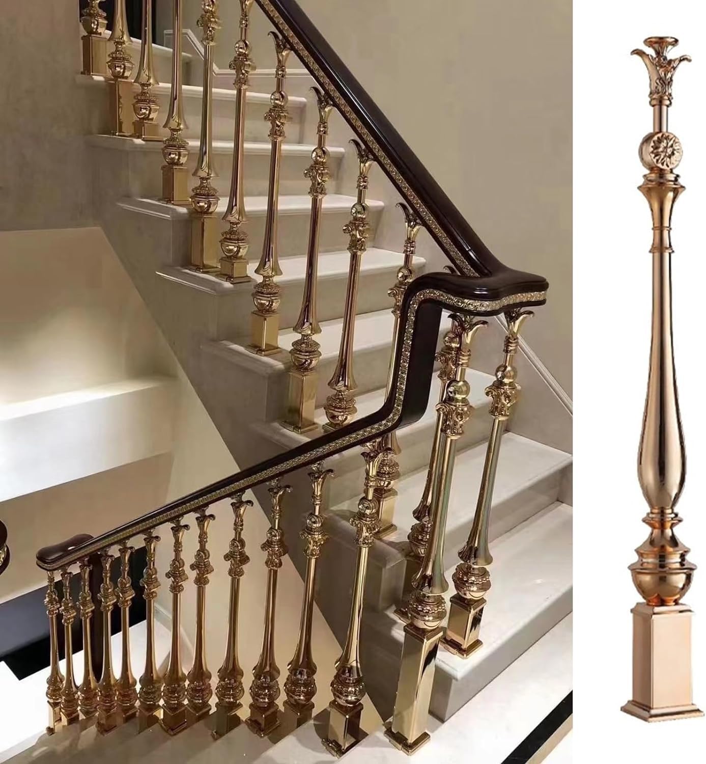 Rampe en alliage d'aluminium moderne avec angle réglable à 270° pour poteaux d'escalier