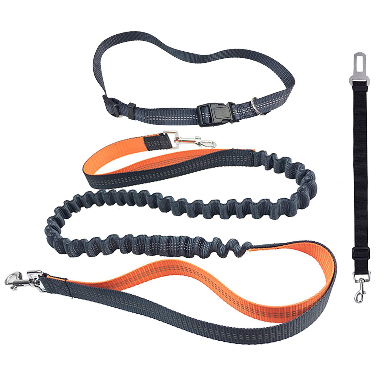 Correa de perro，HICYCT Correa perro para correr a manos libres, extensible con cintura ajustable para cargas hasta 100kg, ideal como correa de perro para correr, deporte, running (Naranja)