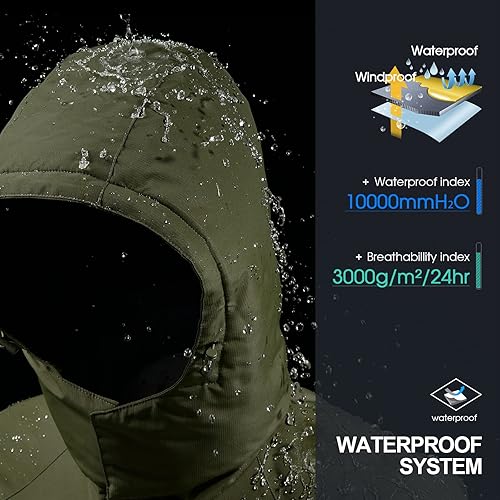 Miniatura 5 de CAMEL CROWN Chaquetas de esquí impermeables para hombre, abrigo de nieve de invierno cálido con capucha desmontable, chaqueta de lluvia resistente